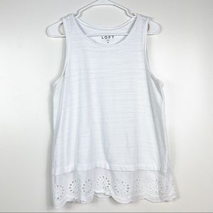 Ann Taylor LOFT White Eyelet Tank Top
